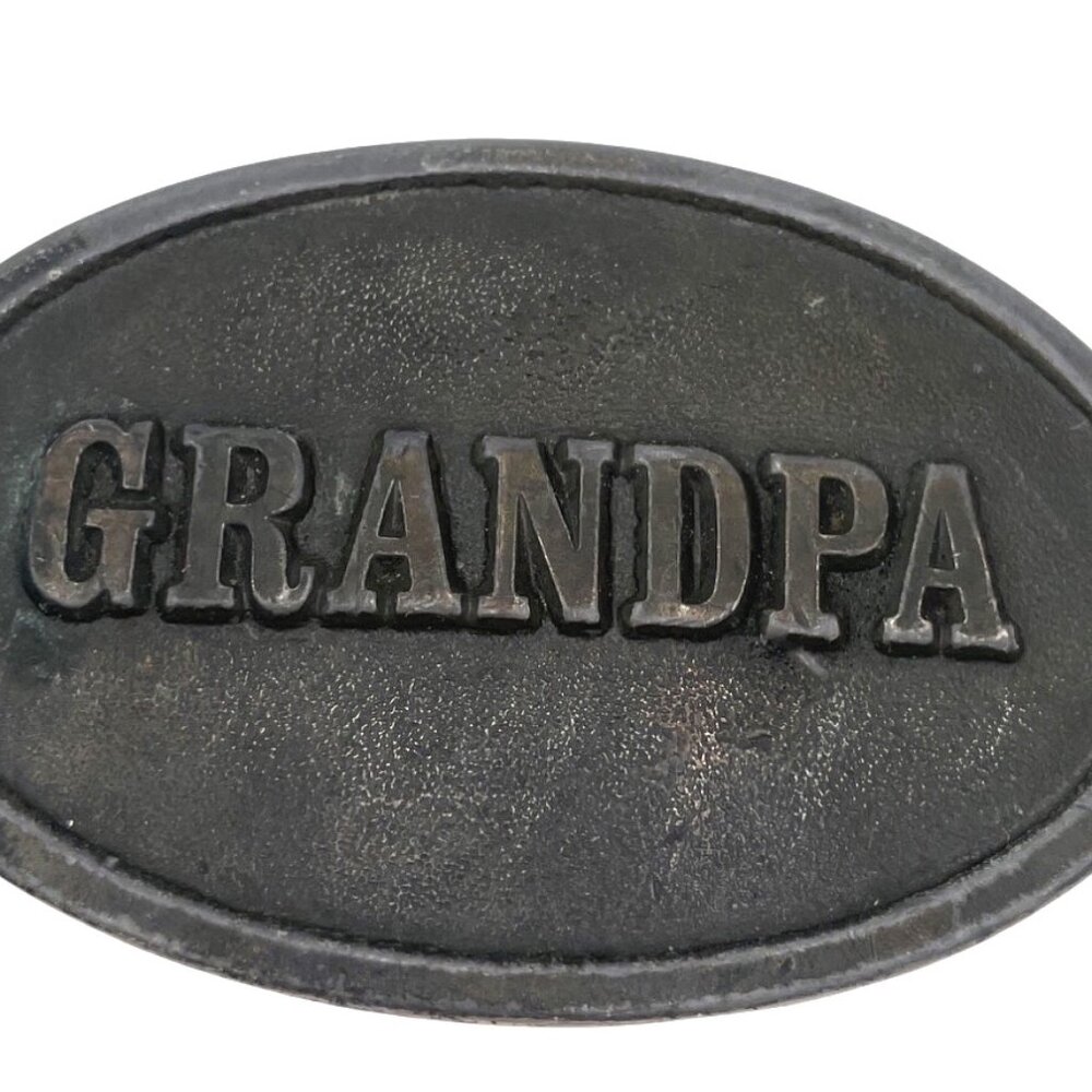 Vintage 1983 Grandpa Belt Buckle Oval Shape Metal Western Nostalgia